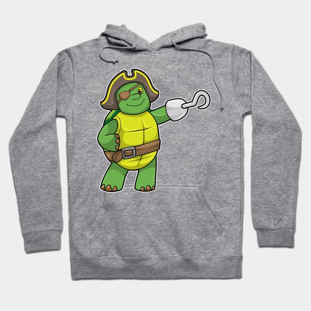 Turtle as Pirate with Hooked hand & Eye patch Hoodie by Markus Schnabel